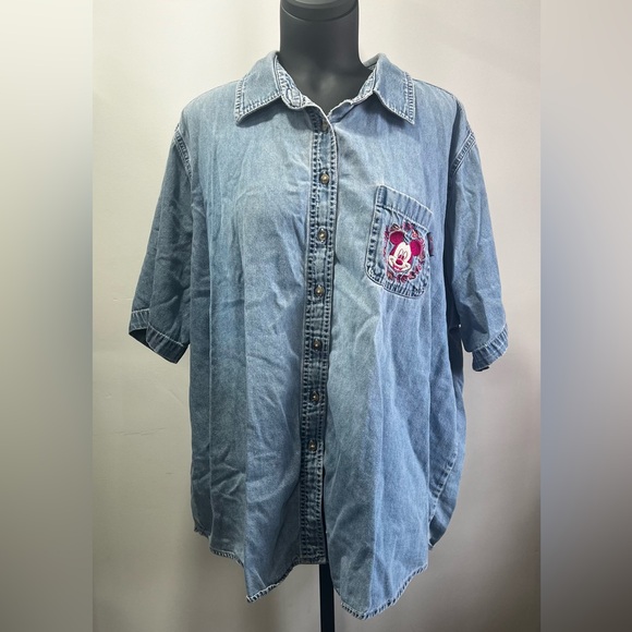 Mickey Unlimited Tops - Mickey Mouse Blue Denim Button-Down Shirt